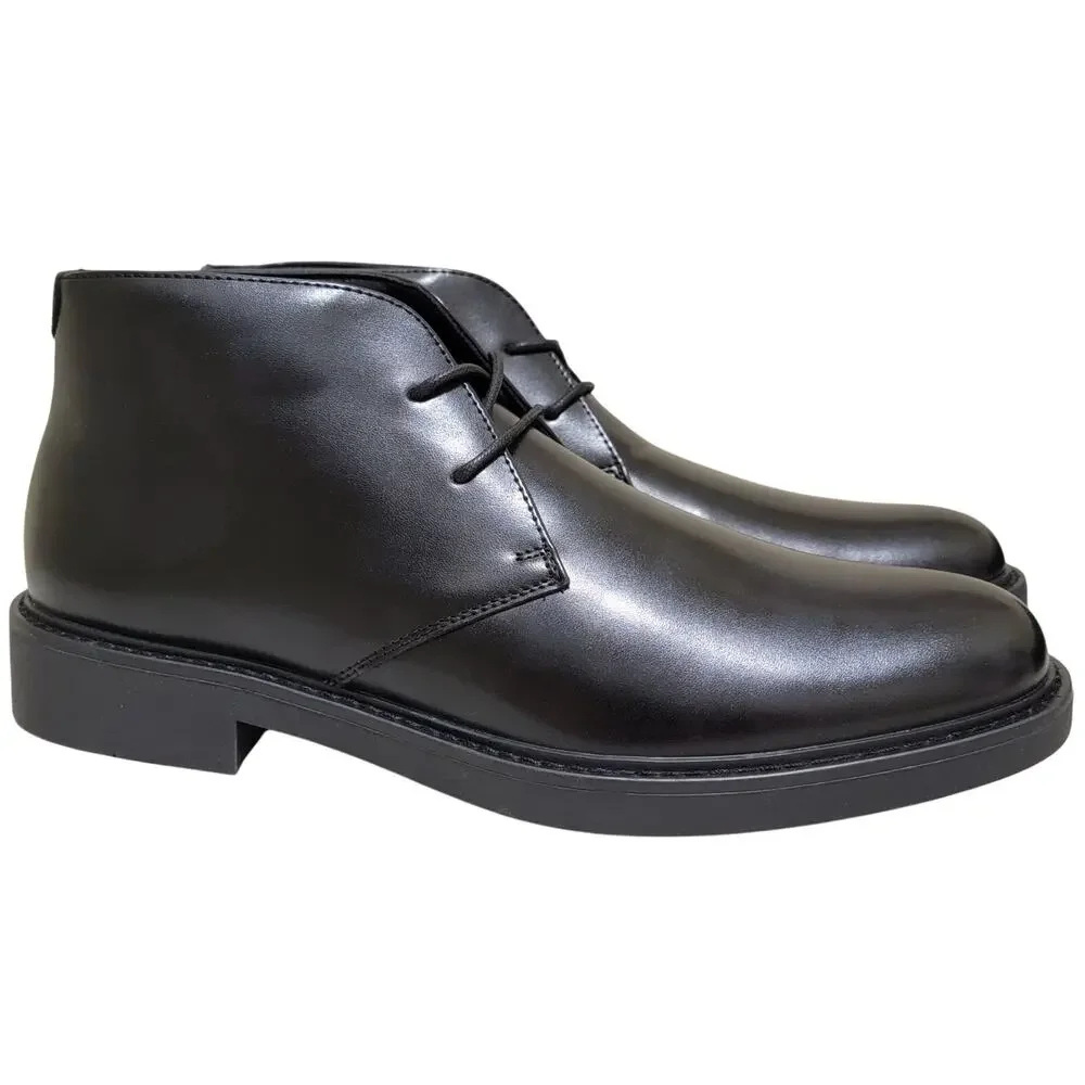 Alfani Men Zane Lace Up Chukka Ankle Boots Size US 10.5M Black Faux Leather